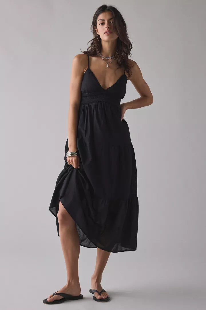 Kimchi Blue Serafina Lace Trim Tiered Babydoll Maxi Dress